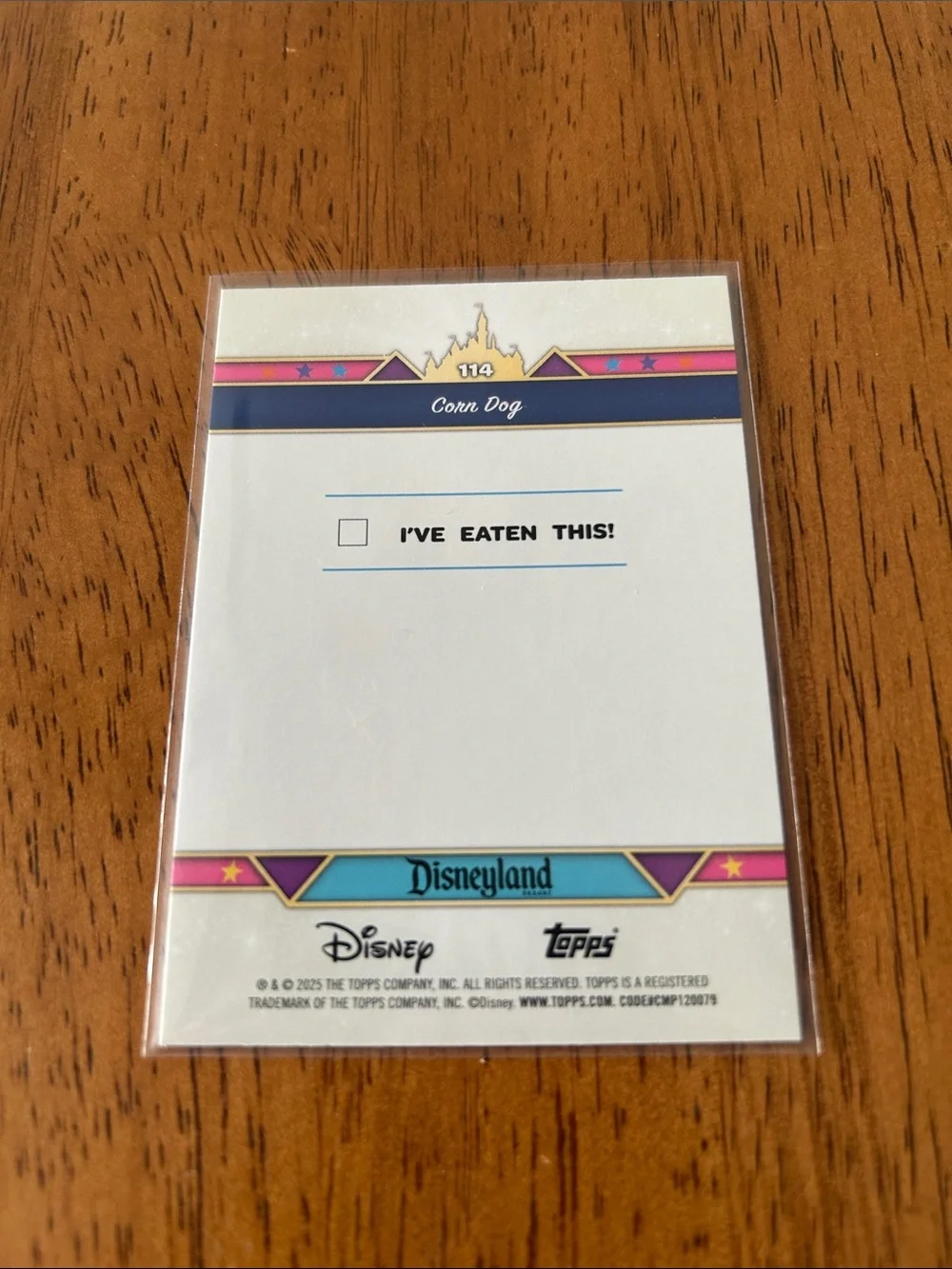 Topps Disneyland 70 Corn Dog Card with Pink and Gold Accents - Picture 2 of 2